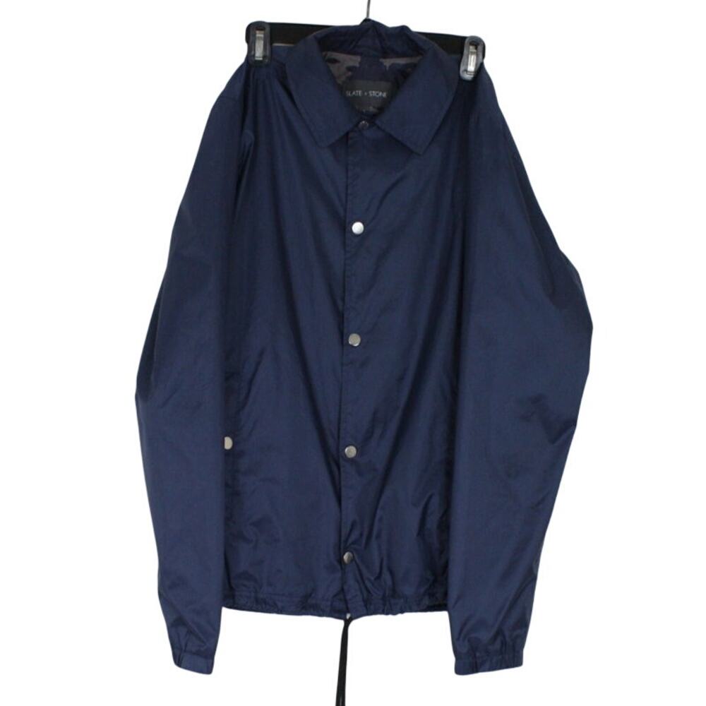 Slate & Stone Navy Blue Collared Snap Up Windbreaker Jacket Mens S